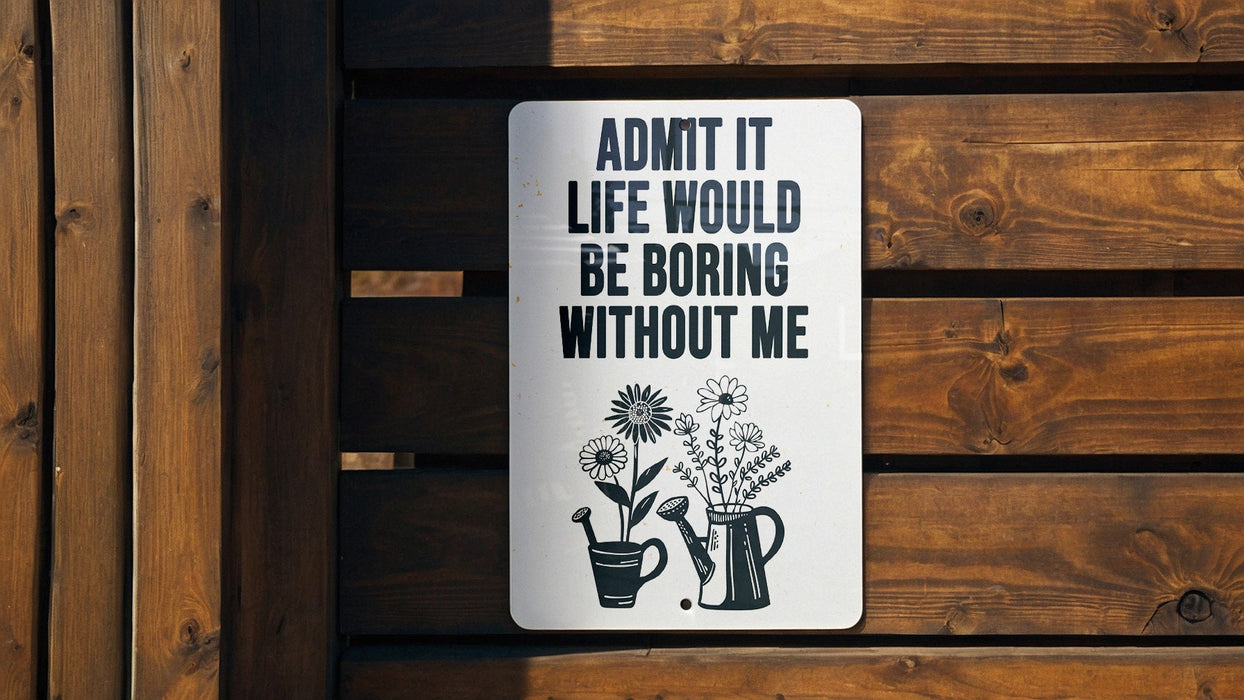 a sign that says, admit it life would be boring without me