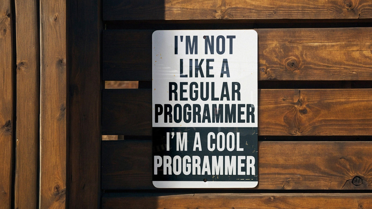 a sign on a wooden fence that says i'm not like a regular programming