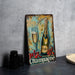 a picture of a champagne sign on a table