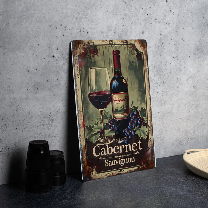 a picture of a bottle of cabernet and a glass of wine