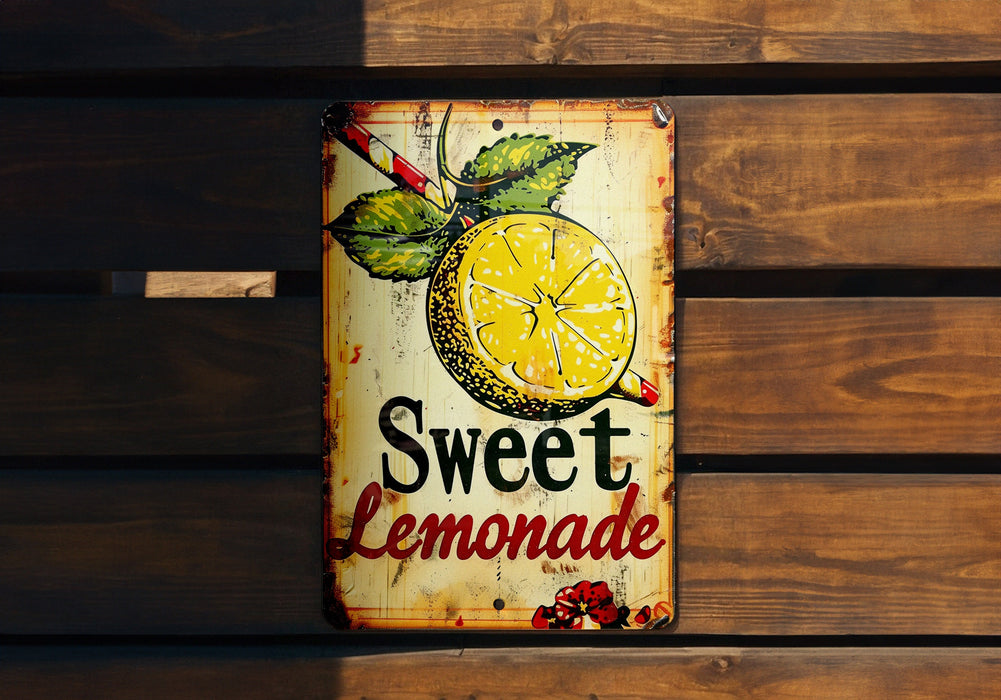 a sign that says sweet lemonade on it