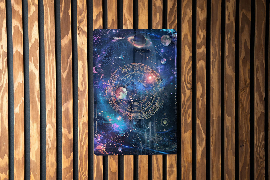 a wooden wall with a poster on it