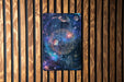 a wooden wall with a poster on it