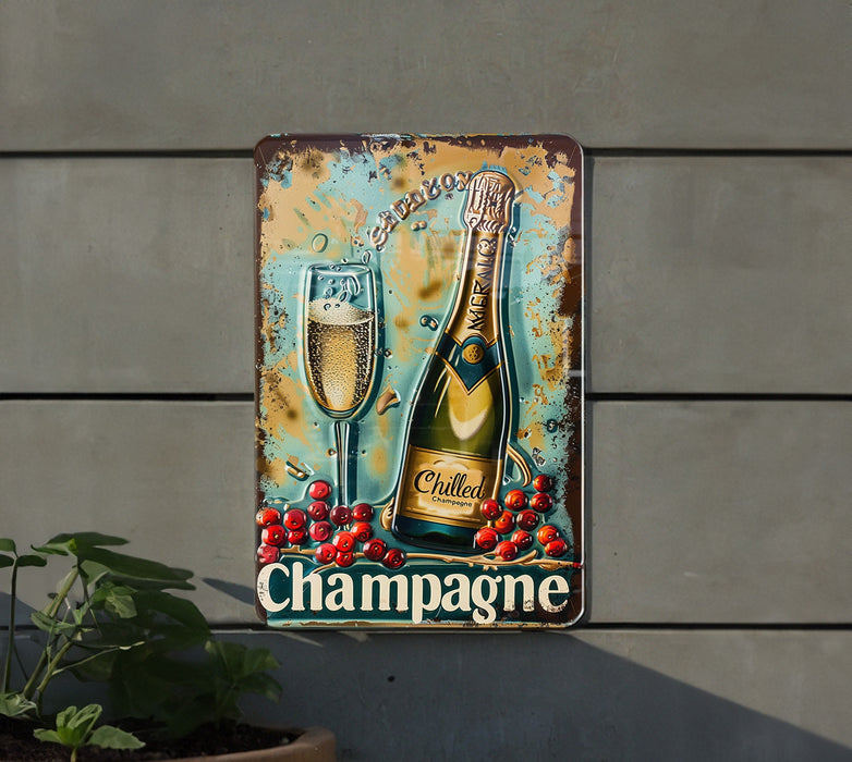 a picture of a champagne sign on a wall