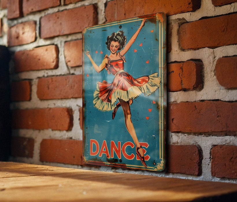 a sign on a brick wall that says dance
