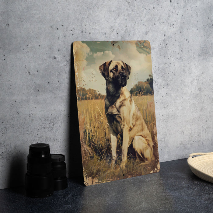 a picture of a dog sitting in a field
