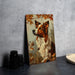 a painting of a dog on a table next to a plate