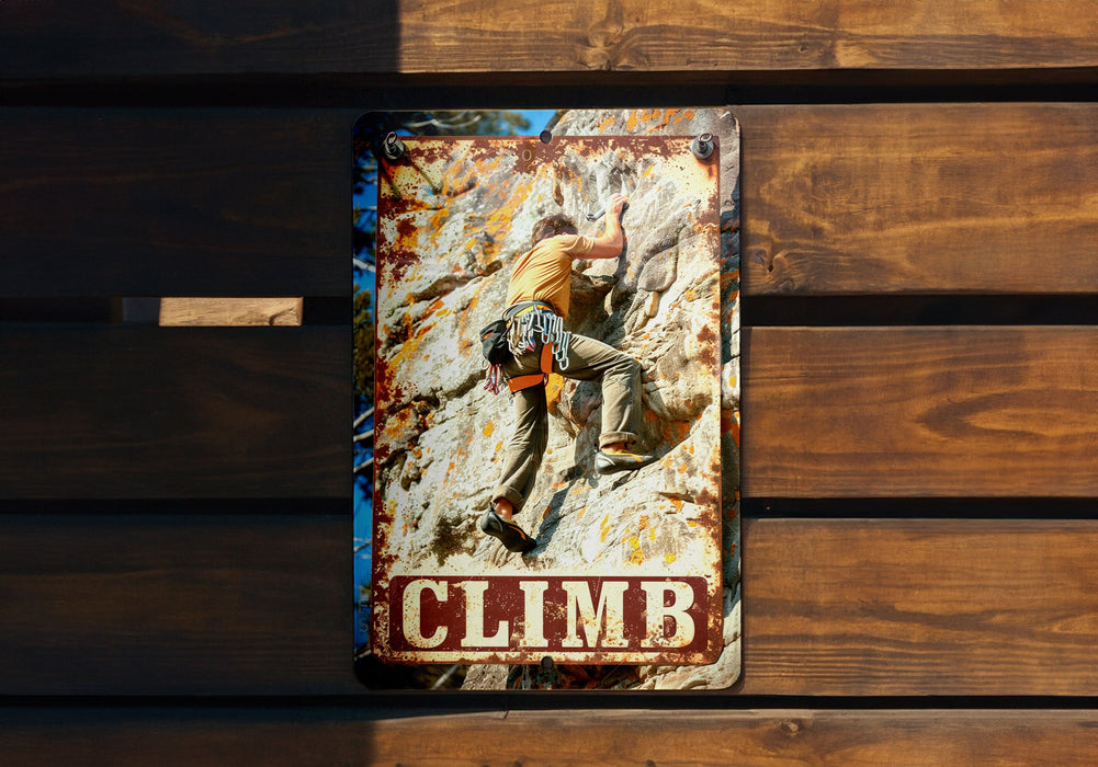 a picture of a man climbing up a mountain