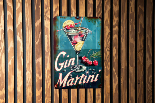 a sign on a wooden wall that says gun martini