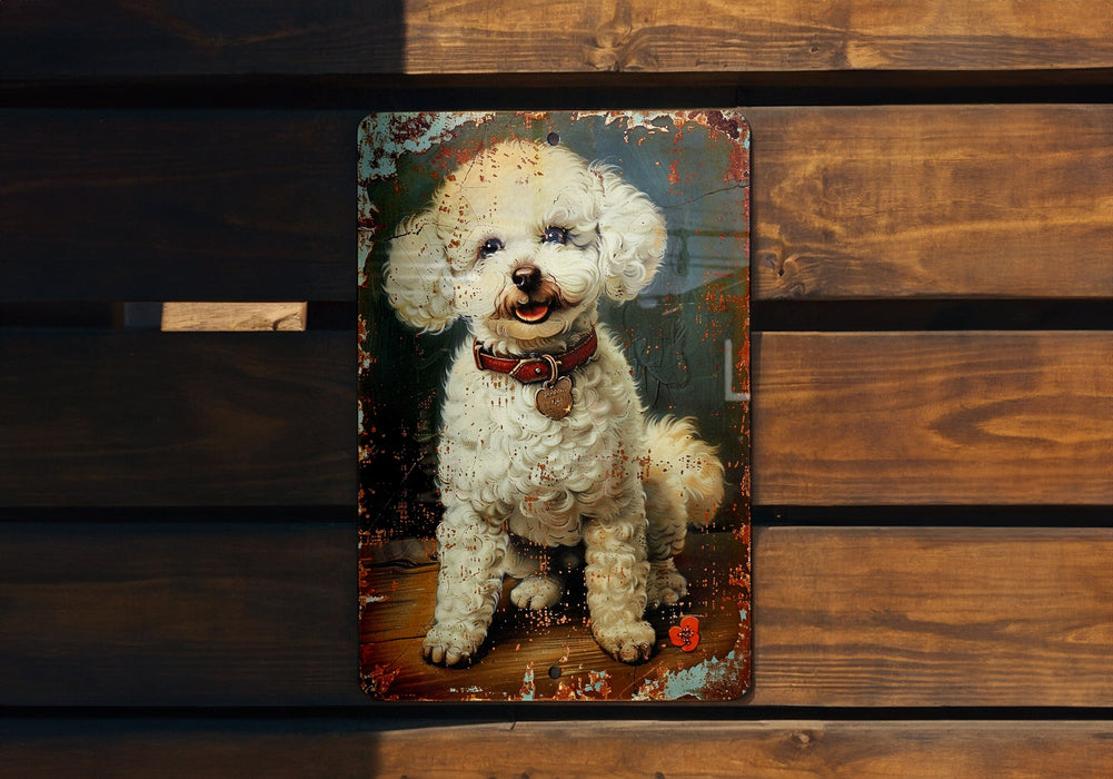 a picture of a white dog on a wooden bench