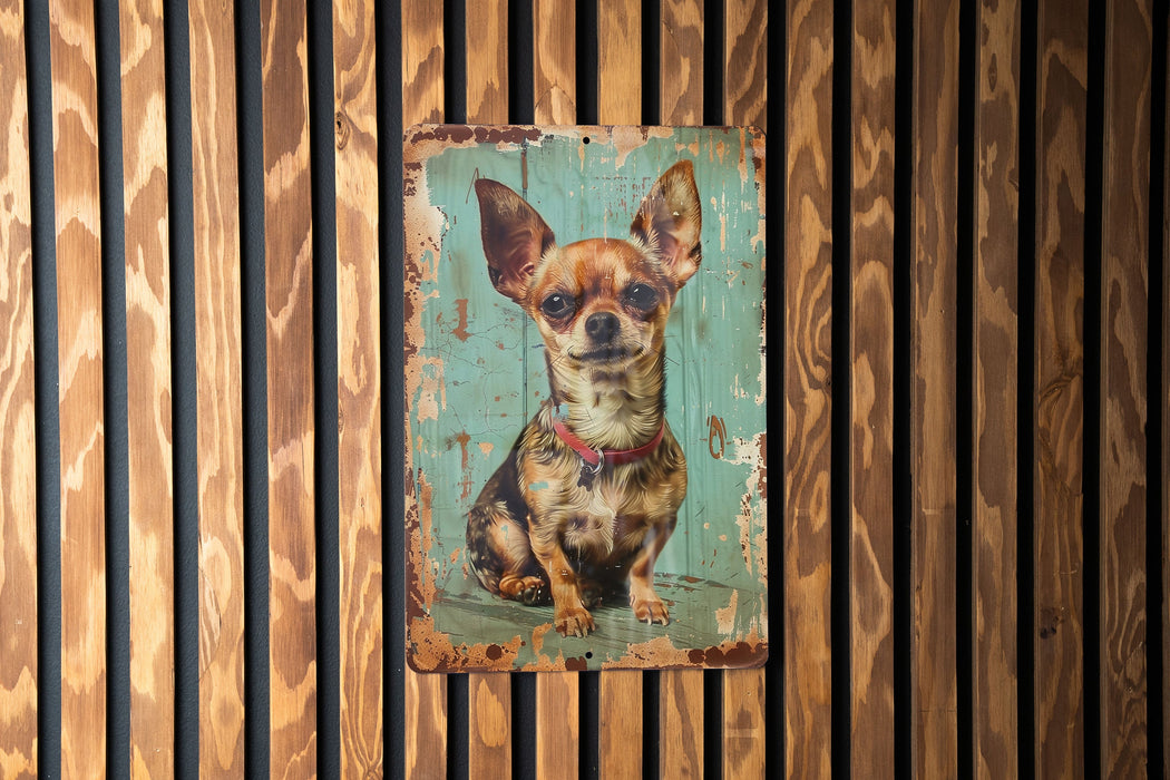 a painting of a dog on a wooden wall