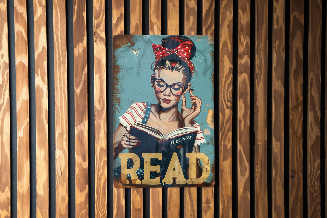 a picture of a woman reading a book