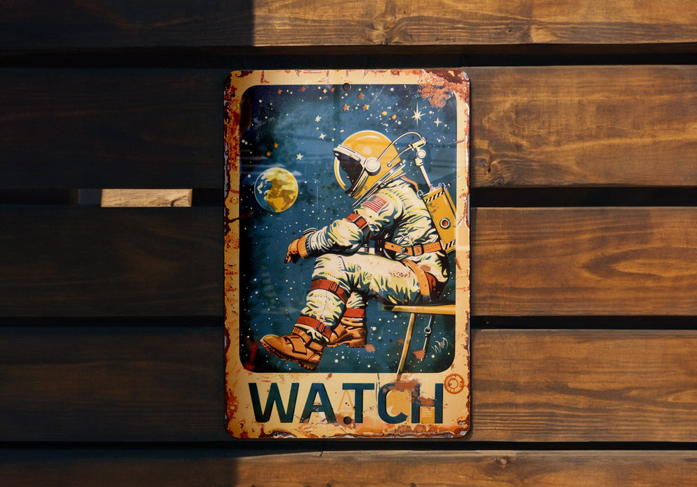 a picture of a man in a space suit sitting on a bench