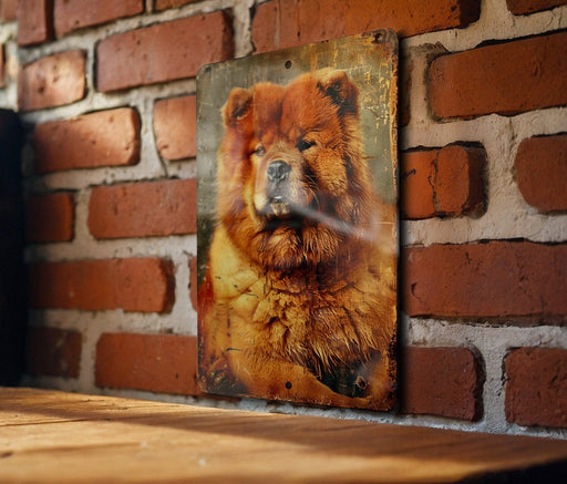 a picture of a dog on a brick wall