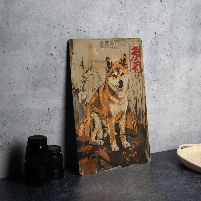 a picture of a dog sitting on a table