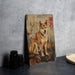 a picture of a dog sitting on a table