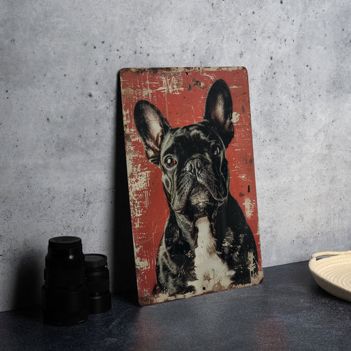 a picture of a black and white dog on a red background