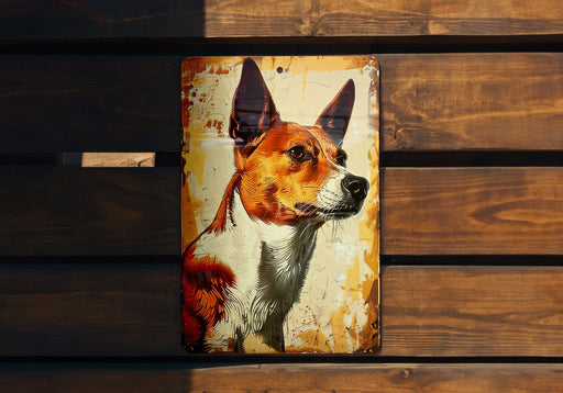 a painting of a dog on a wooden wall