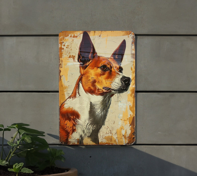 a painting of a dog on a wall
