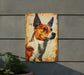 a painting of a dog on a wall