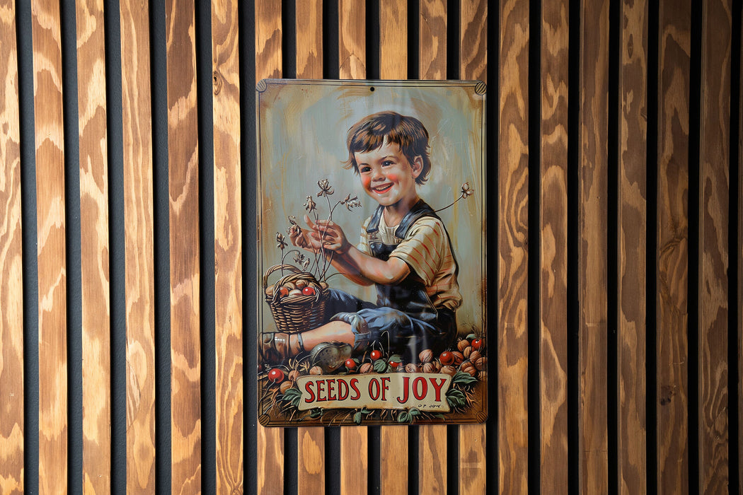 a painting of a young boy holding a flower