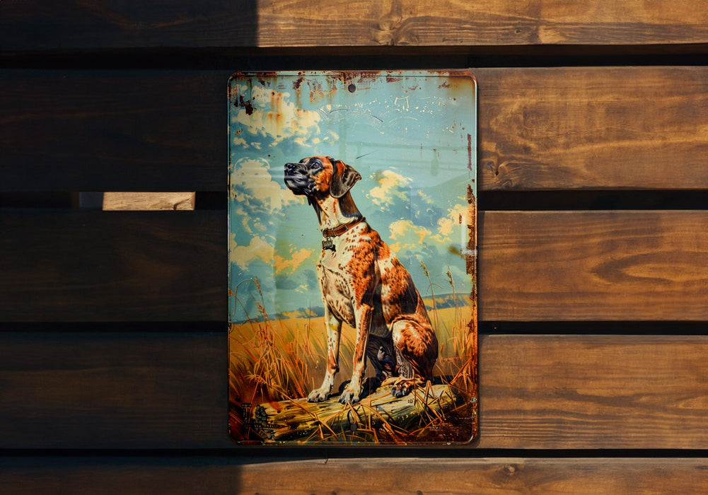 a painting of a dog sitting on a bench