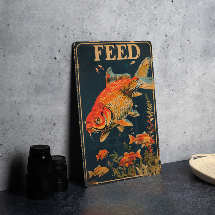 a metal sign with a fish on it