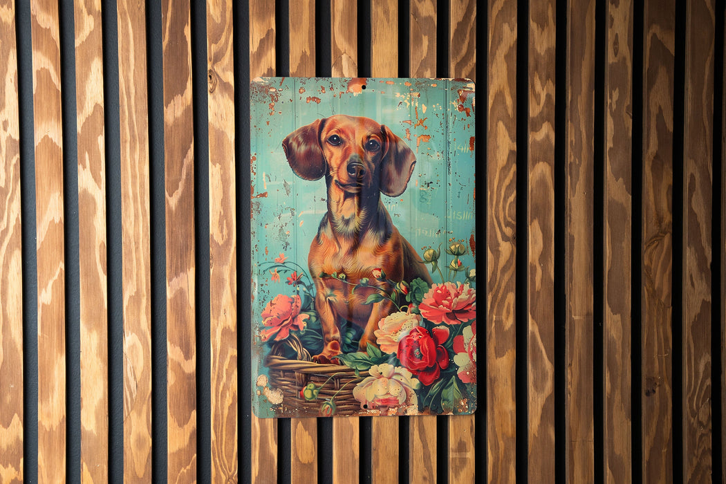 a painting of a dog on a wooden wall