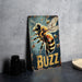 a sign with a picture of a bee on it
