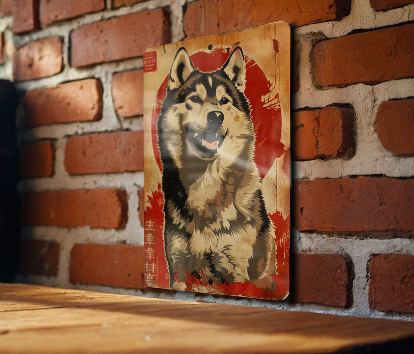 a picture of a dog on a brick wall