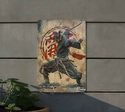 a painting of a man with a sword on a wall