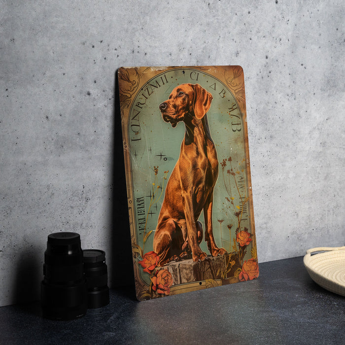 a picture of a dog sitting on top of a table