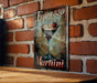 a picture of a martini on a brick wall