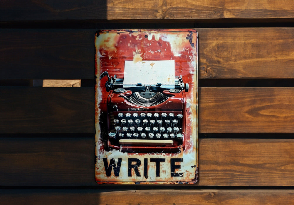 an old fashioned typewriter is mounted to a wooden wall