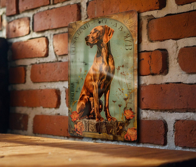 a picture of a dog on a brick wall