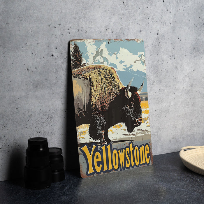 a picture of a bison on a table