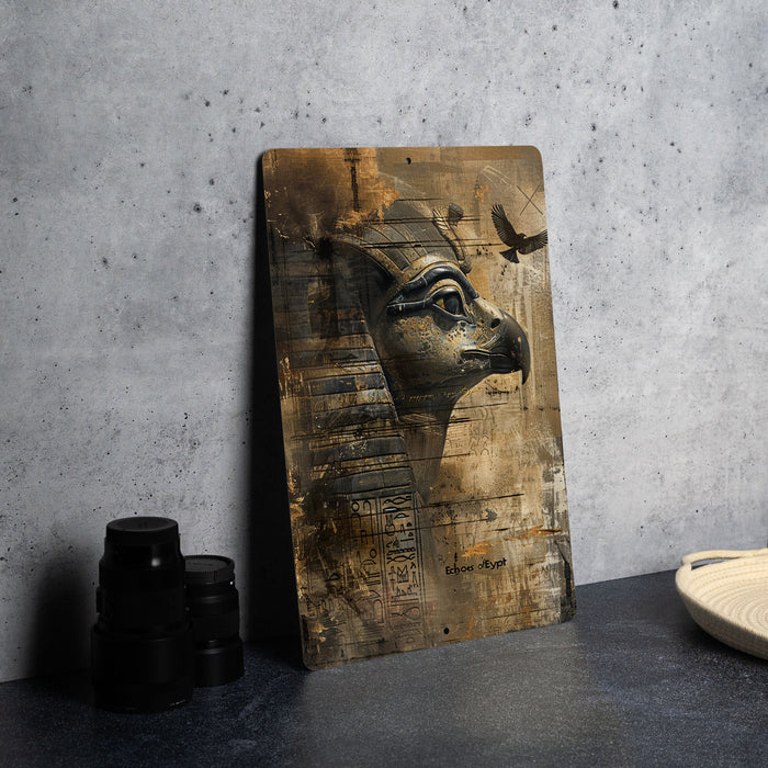 a painting of an egyptian cat with a bird on it