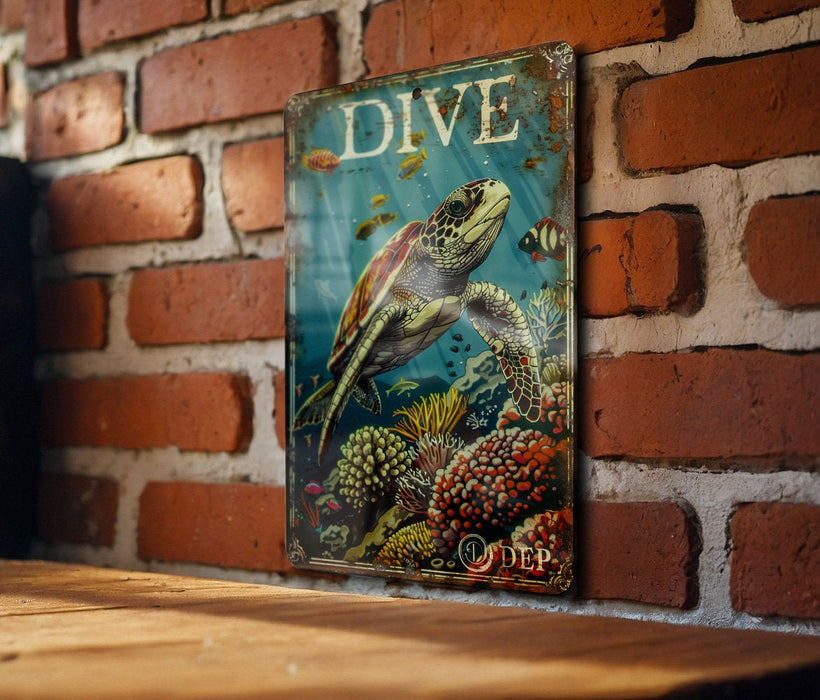 a picture of a turtle on a brick wall