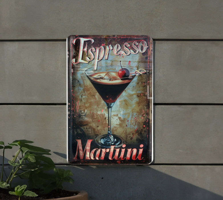 a sign on the side of a building that says espresso martini