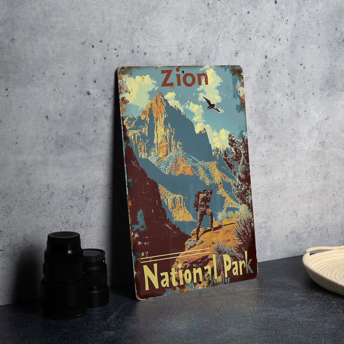 a picture of a national park sign next to binoculars