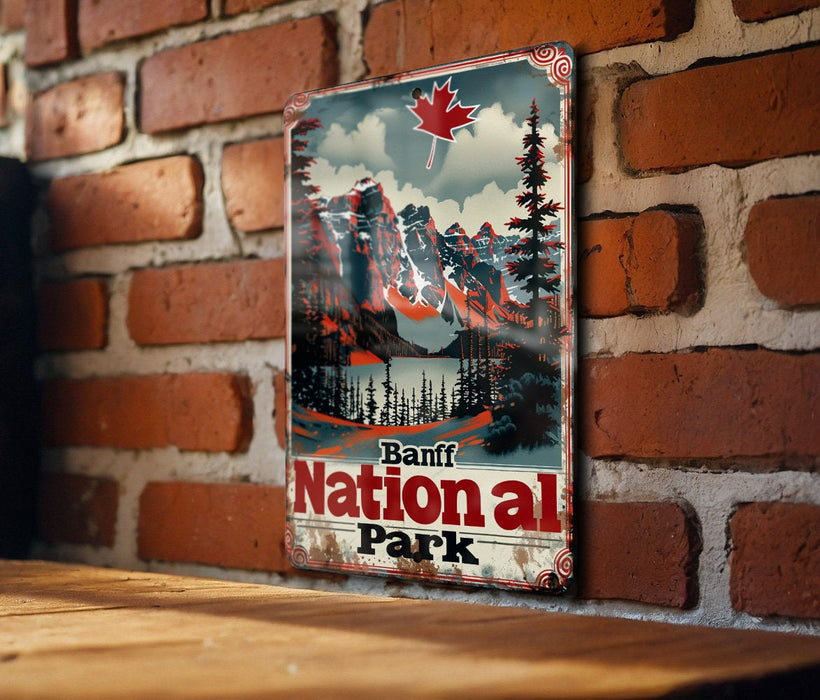 a sign on a brick wall that says banff national park