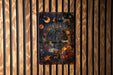 a wooden wall with a painting on it