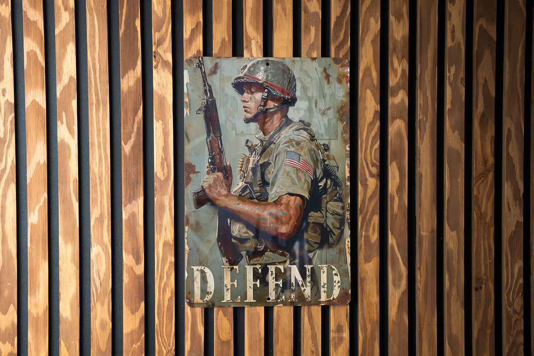 a painting of a soldier holding a rifle
