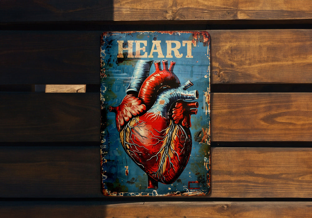 a picture of a heart on a wooden bench