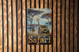 a picture of a giraffe on a wooden wall