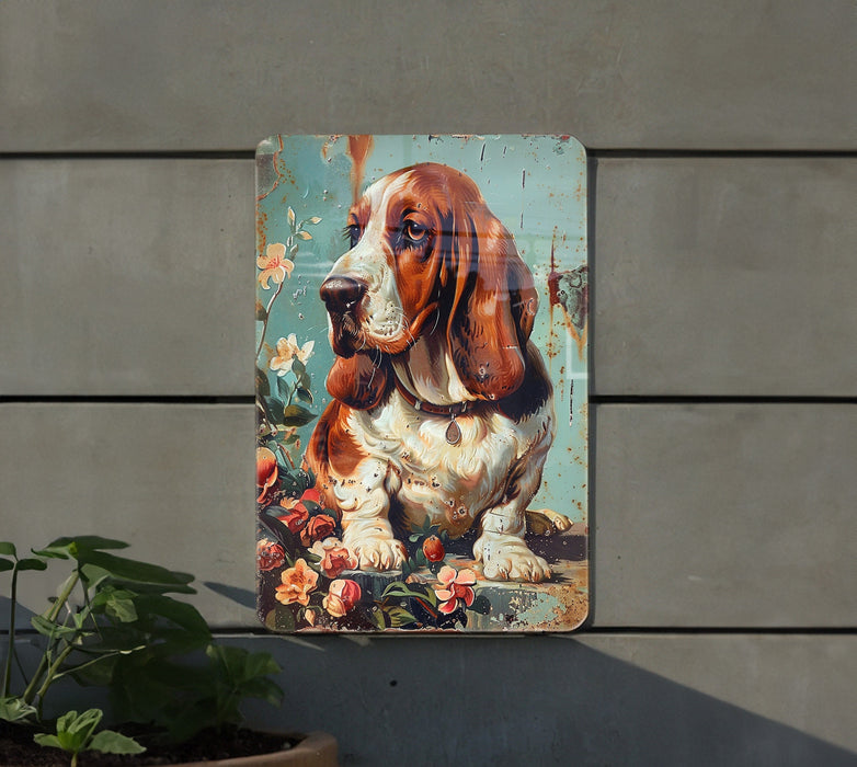 a picture of a dog on a wall