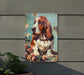 a picture of a dog on a wall