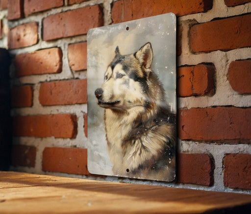 a picture of a dog on a brick wall