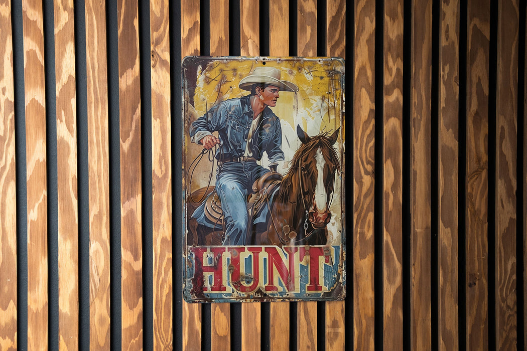 a picture of a man riding a horse on a wooden wall