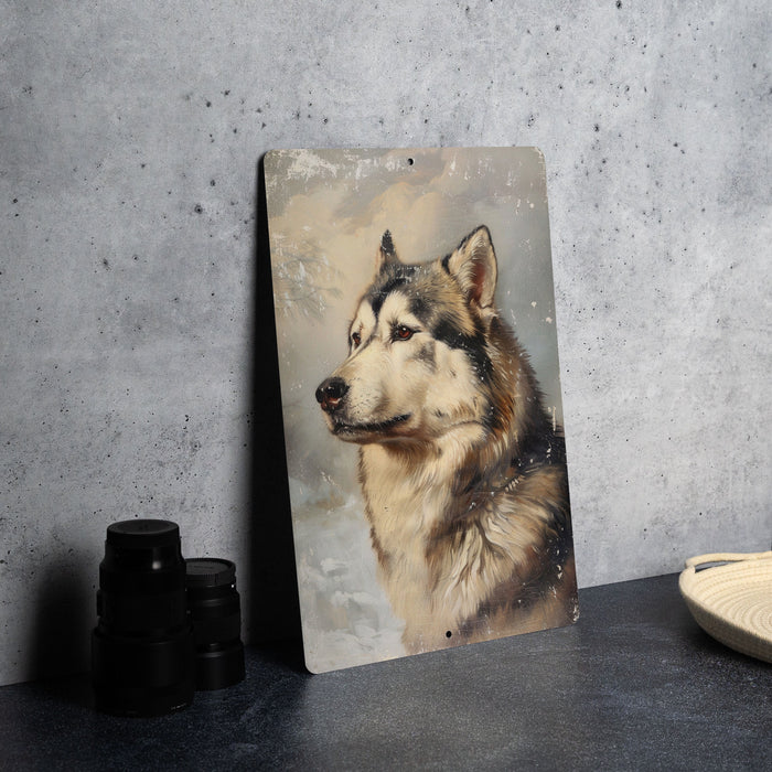 a painting of a husky dog on a canvas